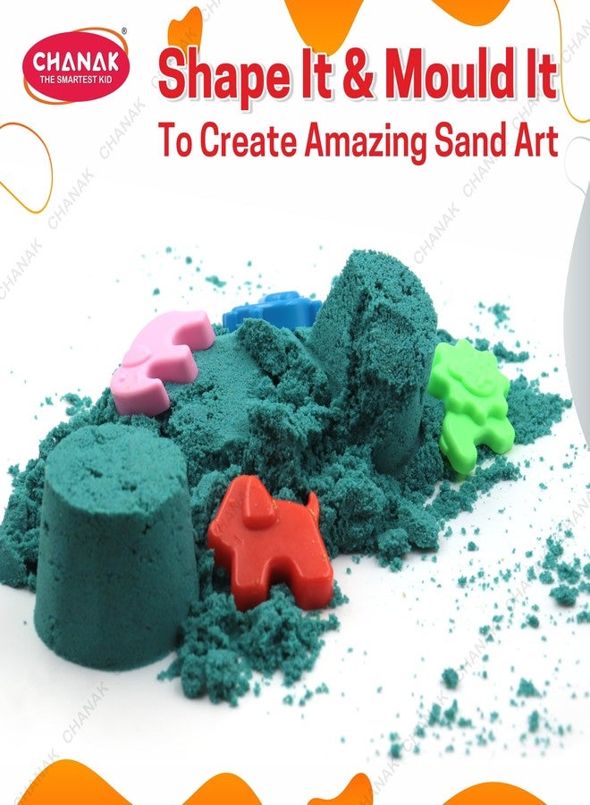 Chanak 1kg Creative Sand Box for Kids, Sand Kit with 5 Large Moulds & 8 Small Moulds, Non-Toxic and Stain Free, Indoor and Outdoor Kid Activity, Suitable for Kids Above 3 Years, (1KG), Multicolor - Image 2